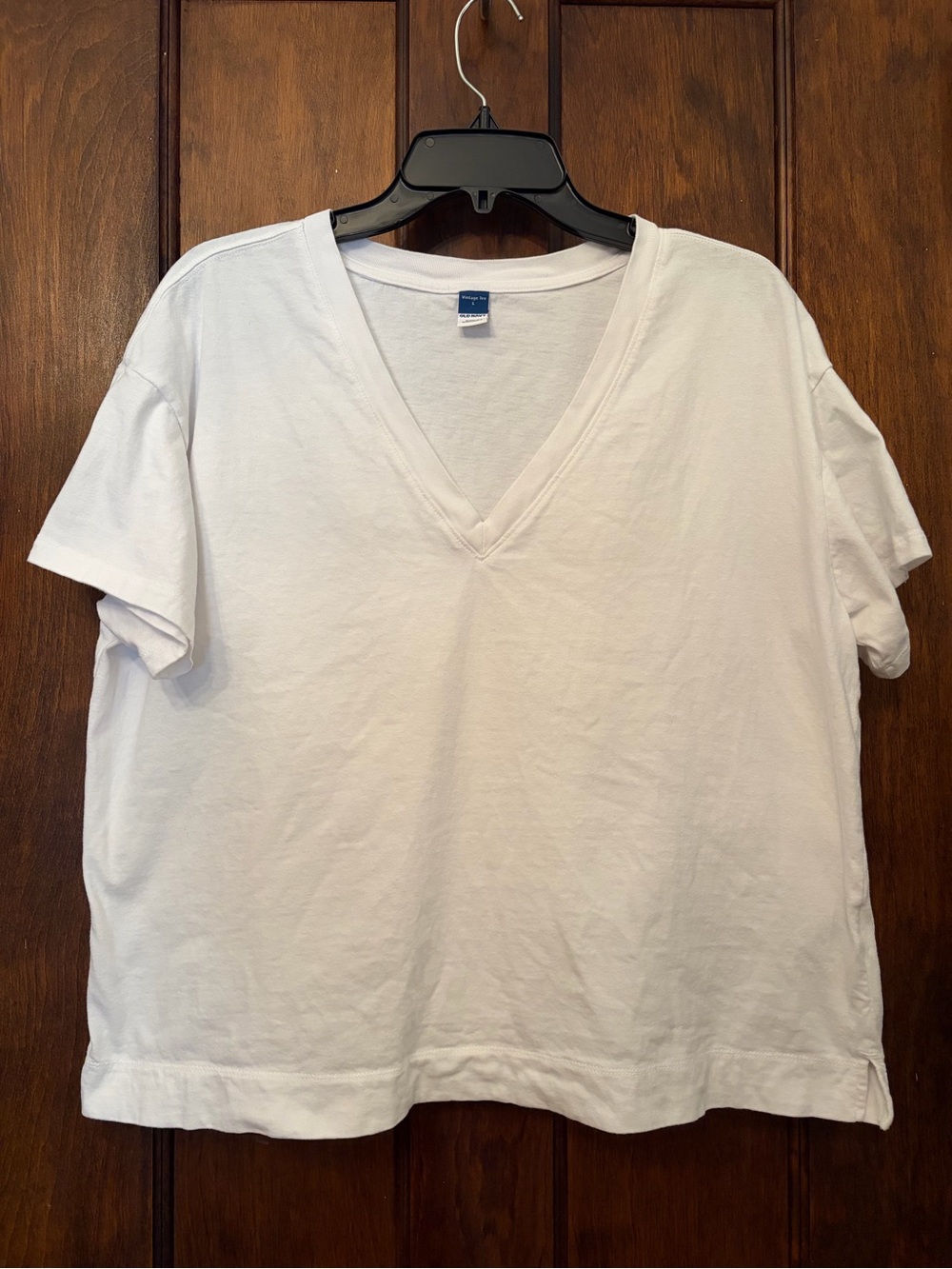 LOT of 2 Old Navy Vintage V-neck Cotton T-shirts Size Large L Black White